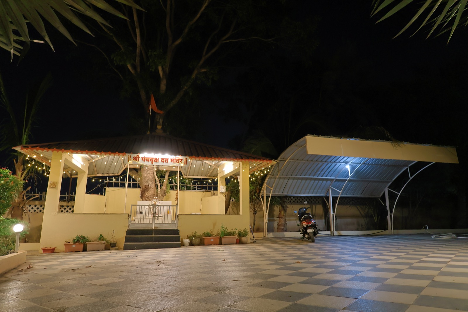 On-site Temple Lit Up at Night